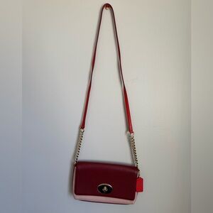 Coach Leather Black Cherry Crossbody Bag.